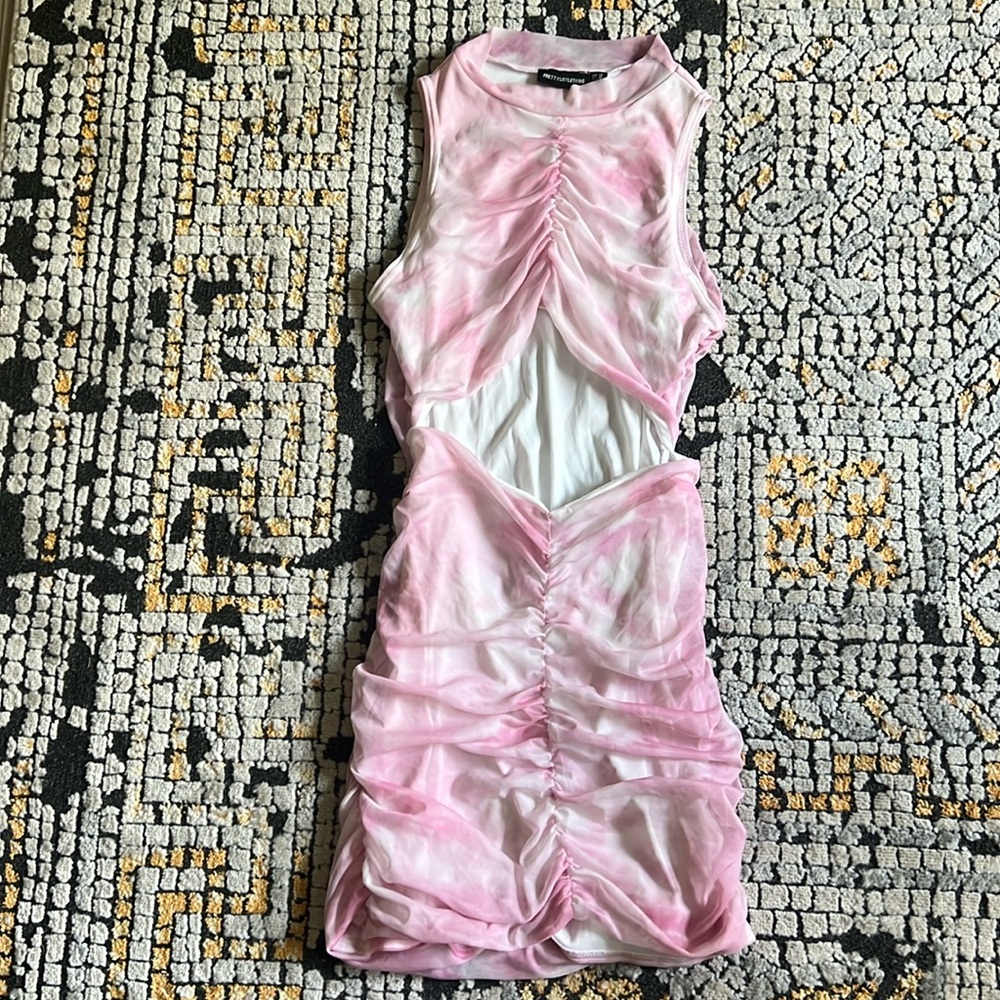 Revealing pink tie-dye dress